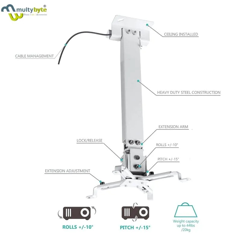Multybyte Projector Stand For Ceiling Mount 2ft Square view 3